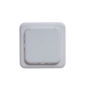 Stikd�se 220V Indbygning m/klap - Hvid