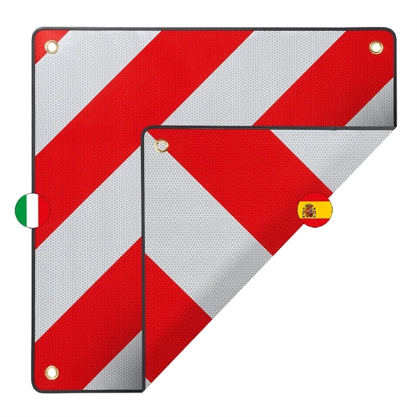 Advarselsskilt i aluminium Italien/spanien 2 i 1