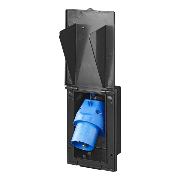 Indbygningsstikdåse sort rektangulær 220V CEE