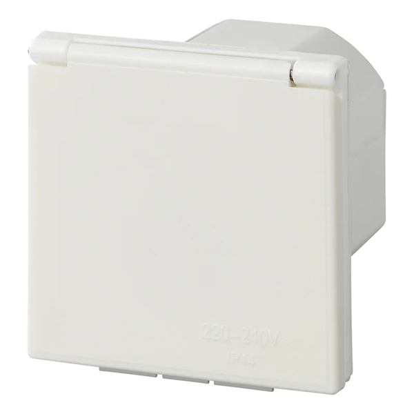 Indbygningsstik hvid kvadratisk 220V CEE