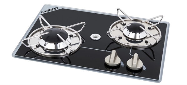 Carbest indbygningsgaskomfur, 2 brændere