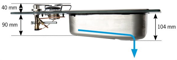 VanStream Komfur og vask Combo, 550x334x150mm, 30mbar, 1.8kW (1xSR)