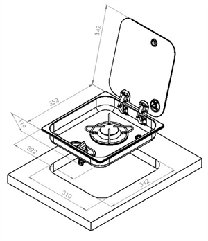 Kogeplade i rustfrit stål med glas ASO - 1-brænder