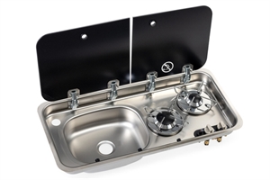 Carbest Komfur-vask kombination – med 2-delt glasafdækning