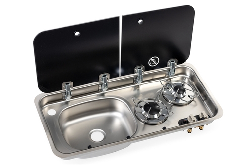 Carbest Komfur-vask kombination – med 2-delt glasafdækning