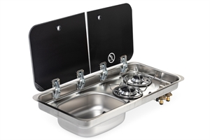 Carbest Komfur-vask kombination – med 2-delt glasafdækning