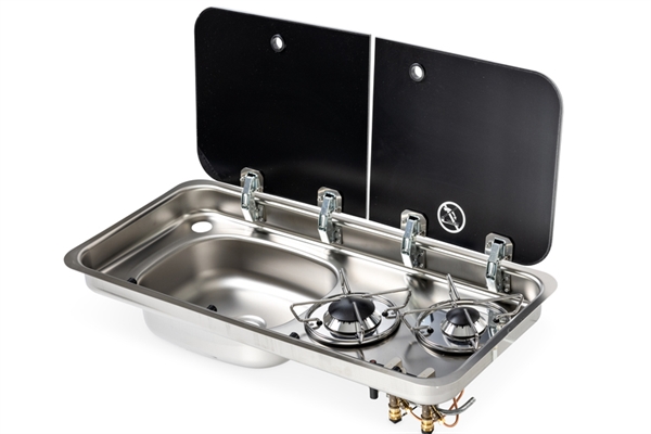 Carbest Komfur-vask kombination – med 2-delt glasafdækning