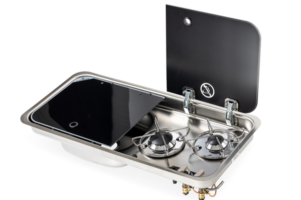 Carbest Komfur-vask kombination – med 2-delt glasafdækning