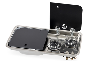 Carbest Komfur-vask kombination – med 2-delt glasafdækning