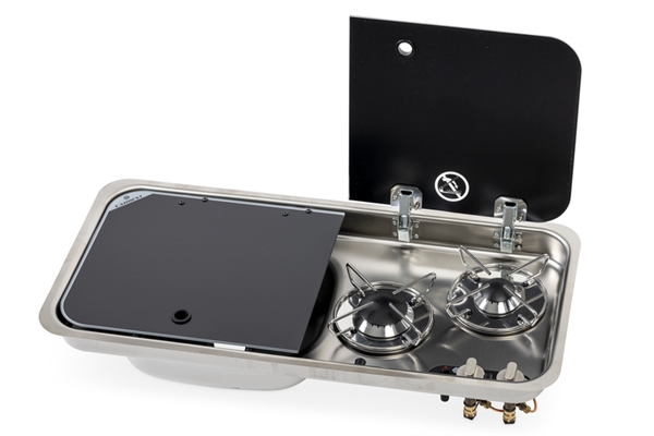 Carbest Komfur-vask kombination – med 2-delt glasafdækning