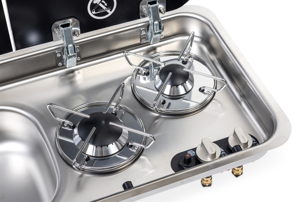 Carbest Komfur-vask kombination – med 2-delt glasafdækning