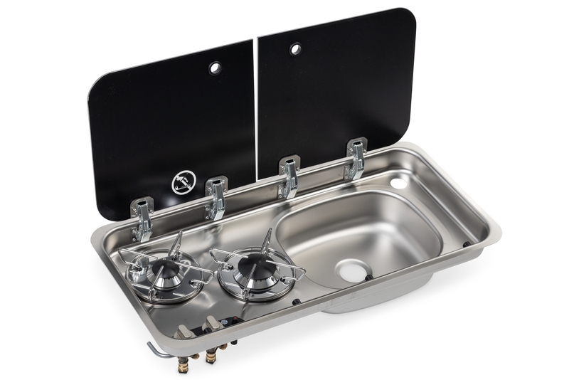 Carbest  Komfur-vask kombination, 726x346x140mm, 30mbar, piezo-tænding, vask 