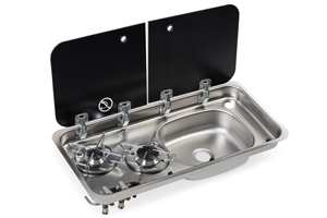 Carbest  Komfur-vask kombination, 726x346x140mm, 30mbar, piezo-tænding, vask 