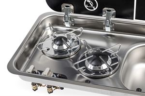 Carbest  Komfur-vask kombination, 726x346x140mm, 30mbar, piezo-tænding, vask 