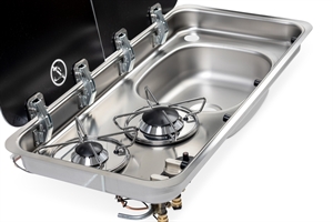 Carbest  Komfur-vask kombination, 726x346x140mm, 30mbar, piezo-tænding, vask 