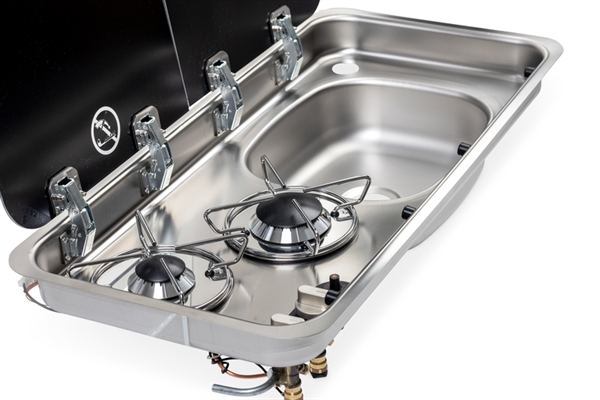 Carbest  Komfur-vask kombination, 726x346x140mm, 30mbar, piezo-tænding, vask 