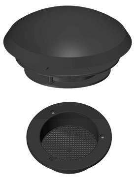 Tagventil, Ø190 mm med insektnet, sort