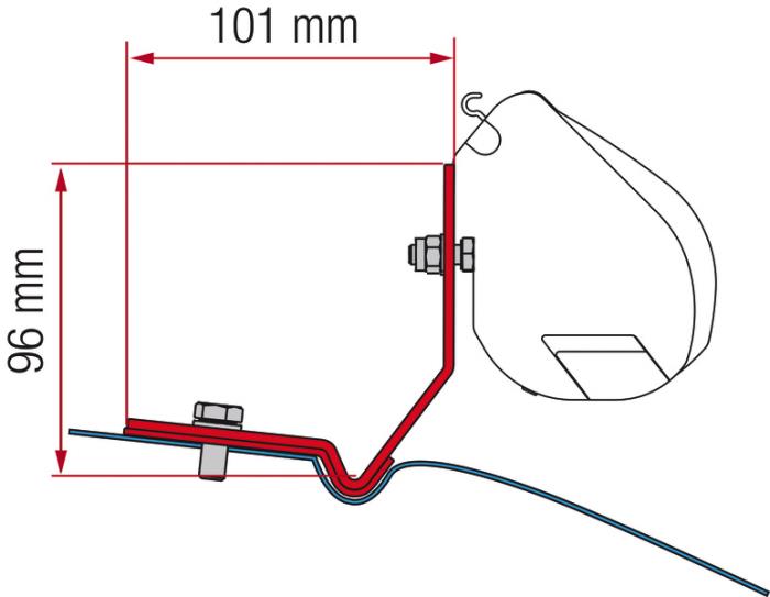 Fiamma F35 Monteringsbeslag, VW Caddy Maxi, dyb sort