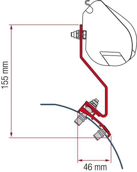 Fiamma F35 Monteringsbeslag, VW Caddy Maxi Lift Tag, dyb sort