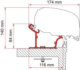 Montagebeslag for Adria Caravan fra 2015, 450 cm