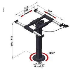 Enkelt kolonne løft 335-715mm, 360 grader roterbar