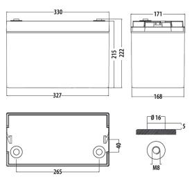 CARBEST AGM-batteri 100Ah 330x171x220mm