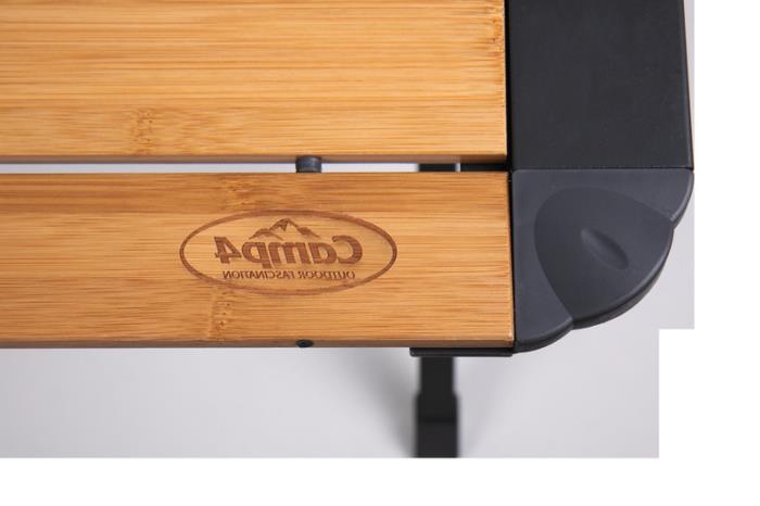 Camp4 Bambusbord med net, mørk aluminiumsramme