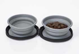 Hundeskål LUCY med 2 foldbare silikoneskåle