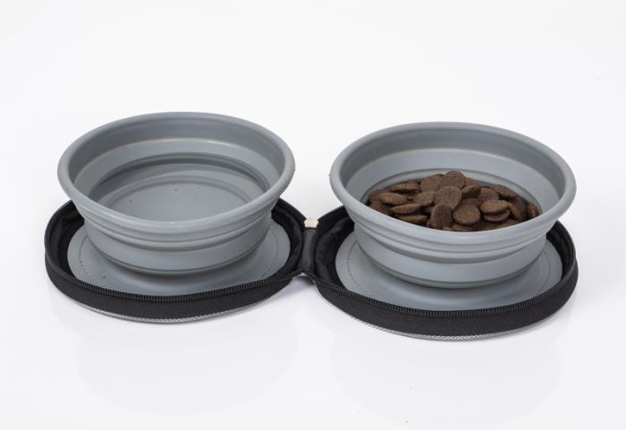 Hundeskål LUCY med 2 foldbare silikoneskåle