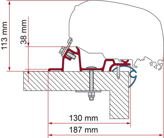 Montagebeslag for Caravan Standard 340 cm