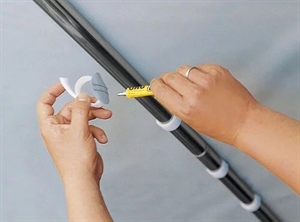 Teltstangsbeslagsæt (5 dele), 5 tagpoletter, 1 tube klæbemiddel