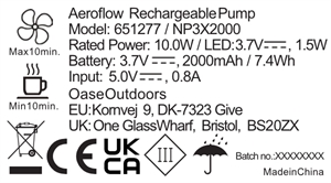 Aeroflow genopladelig pumpe