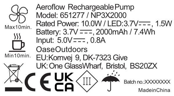Aeroflow genopladelig pumpe