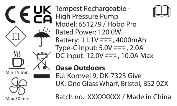 Tempest genopladelig højtrykspumpe